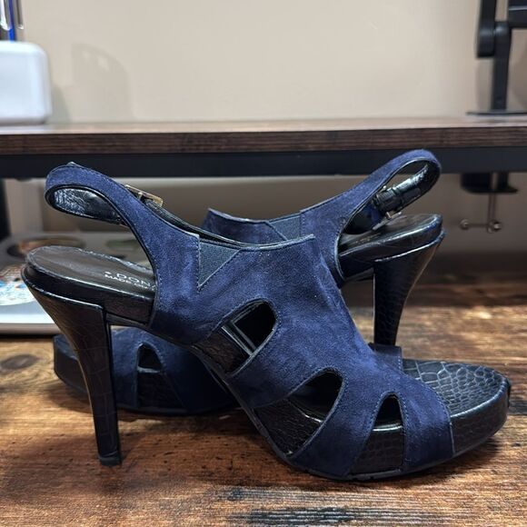 Donald J Pliner Navy Suede Heels Size 9n - Picture 6 of 8
